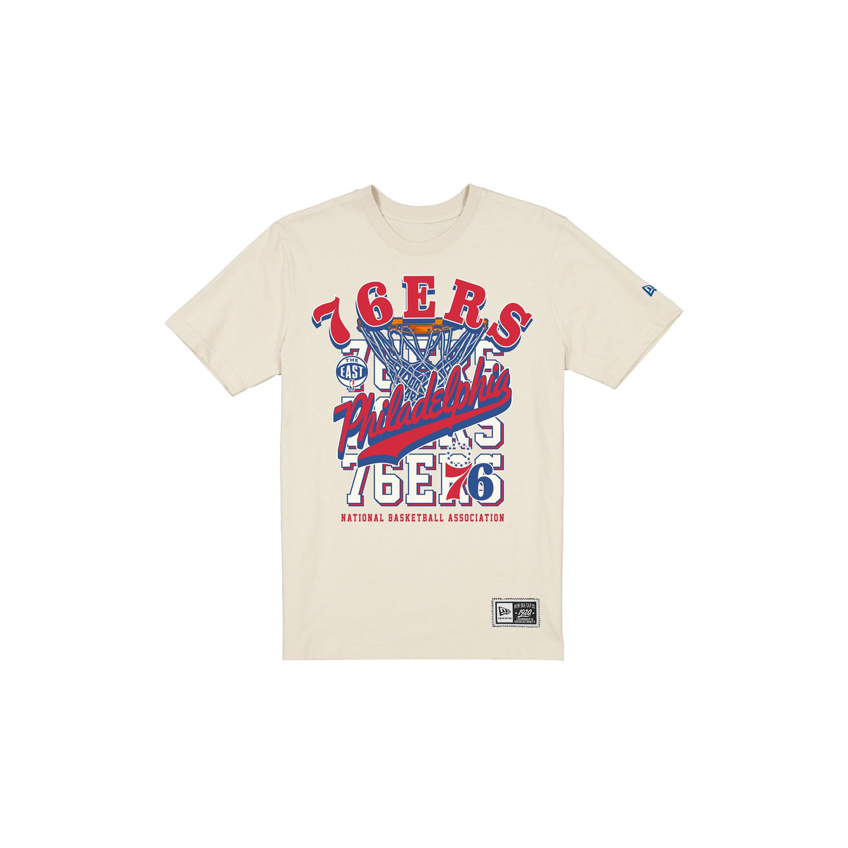 Philadelphia 76ers Throwback Net Chrome White T-Shirt