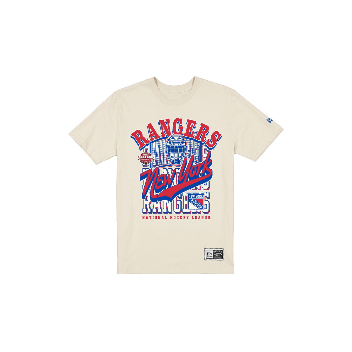 New York Rangers Throwback Helmet Chrome White T-Shirt