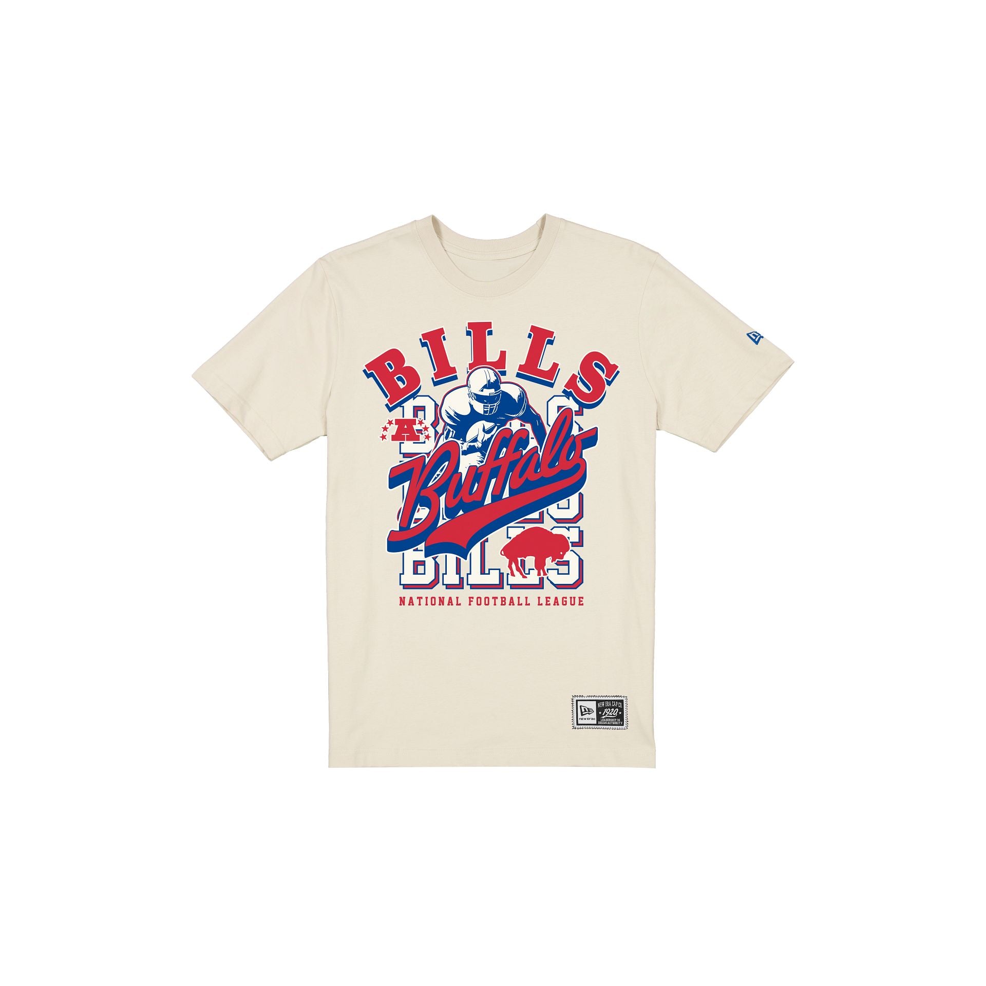 Buffalo Bills Throwback Helmet Chrome White T-Shirt
