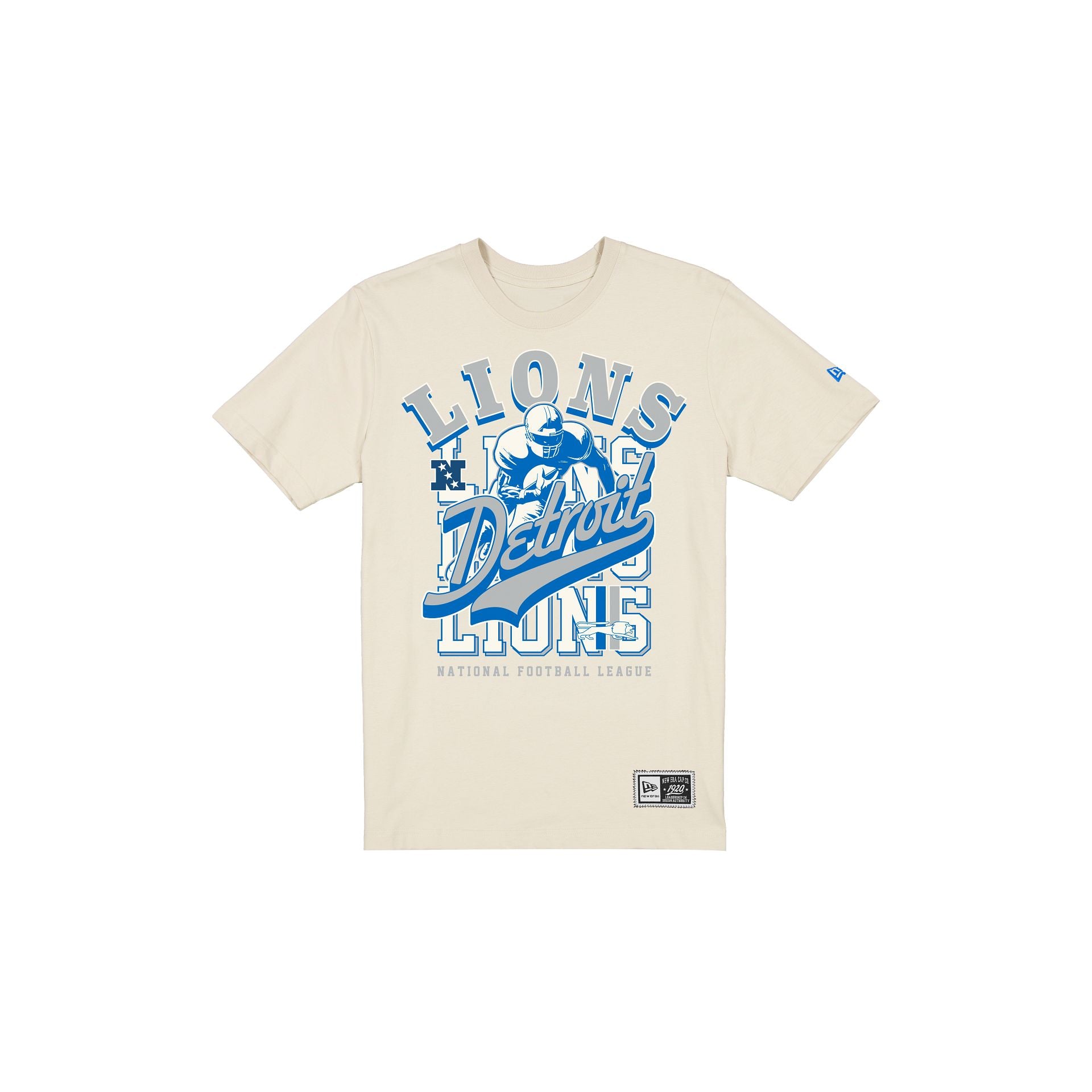 Detroit Lions Throwback Helmet Chrome White T-Shirt