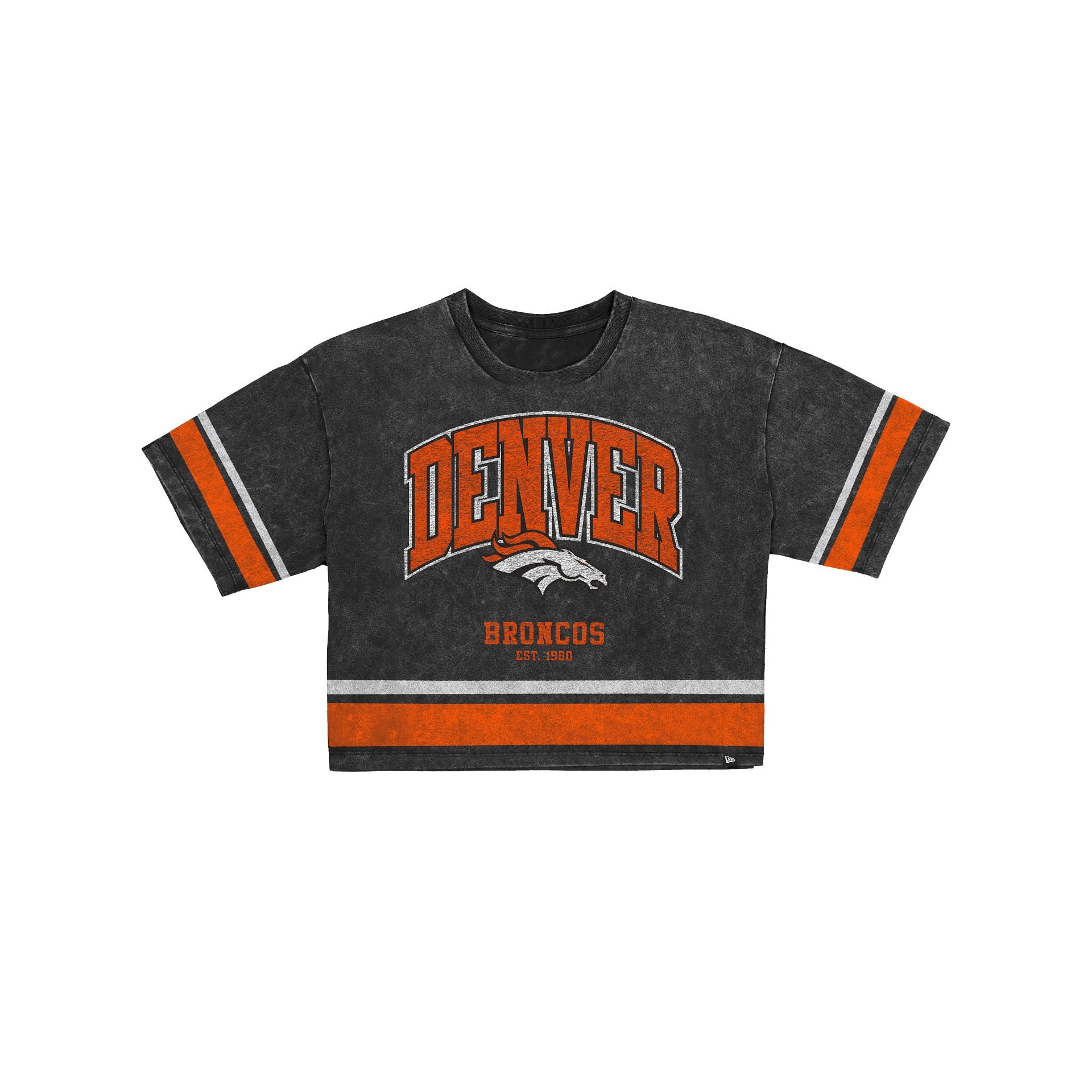 Denver Broncos Women's Vintage Stripe Cropped T-Shirt