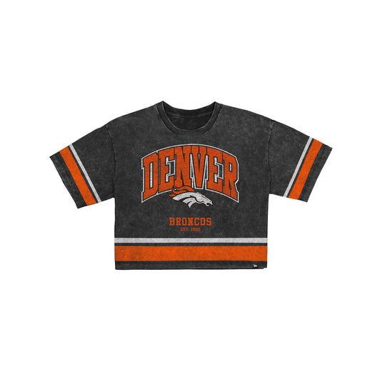 Denver Broncos Women's Vintage Stripe Cropped T-Shirt