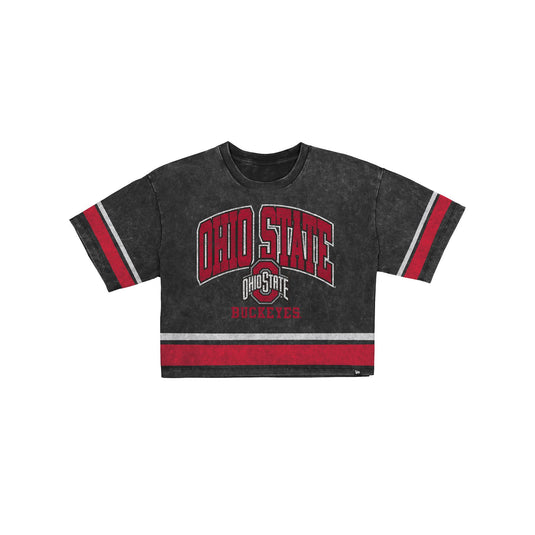 Ohio State Buckeyes Women's Vintage Stripe Cropped T-Shirt