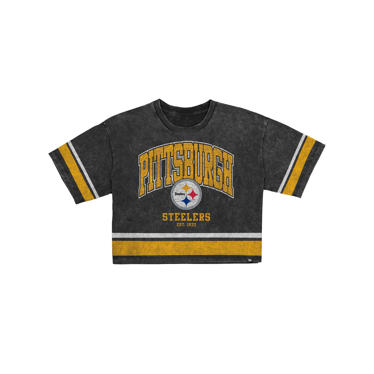 Pittsburgh Steelers Women's Vintage Stripe Cropped T-Shirt