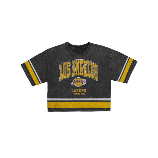Los Angeles Lakers Women's Vintage Stripe Cropped T-Shirt
