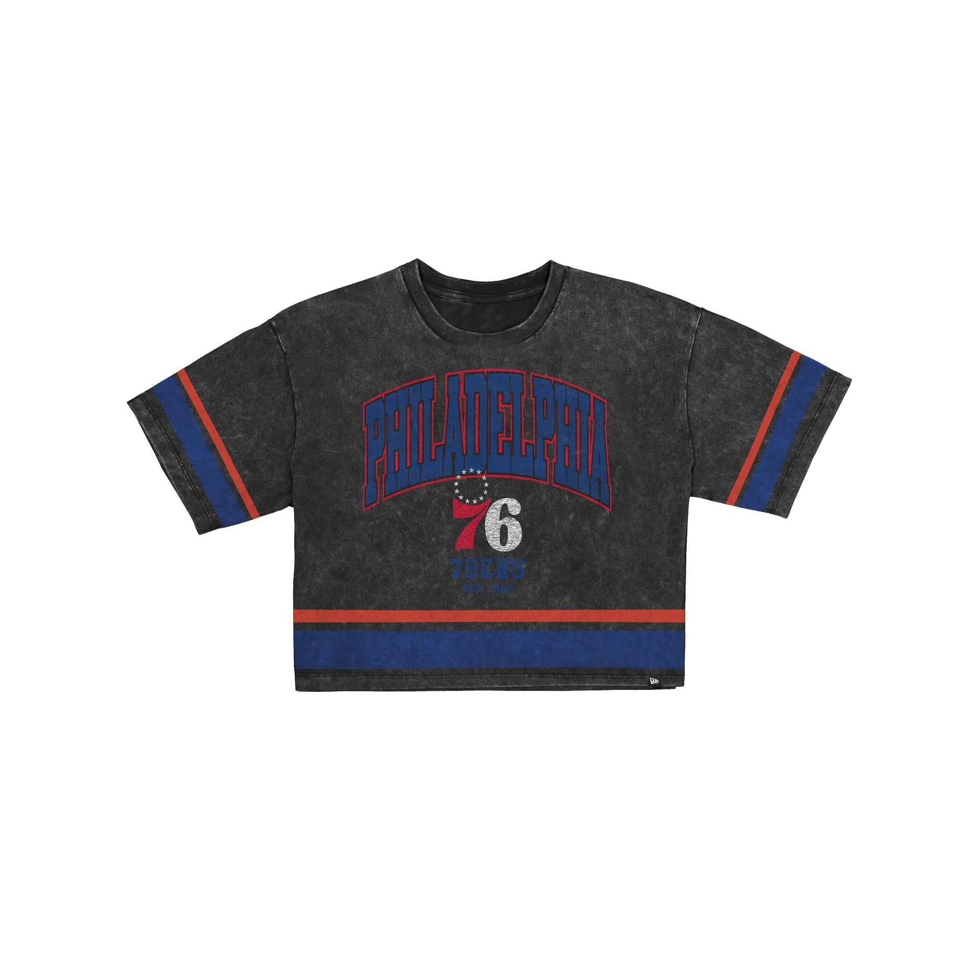Philadelphia 76ers Women's Vintage Stripe Cropped T-Shirt