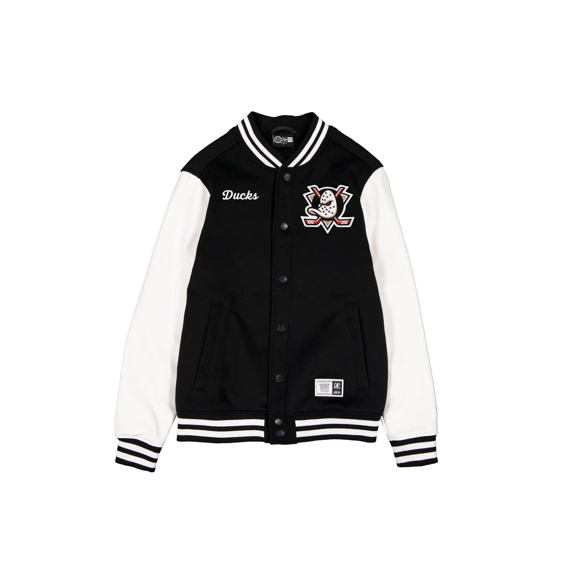 Anaheim Ducks Black & White Varsity Jacket