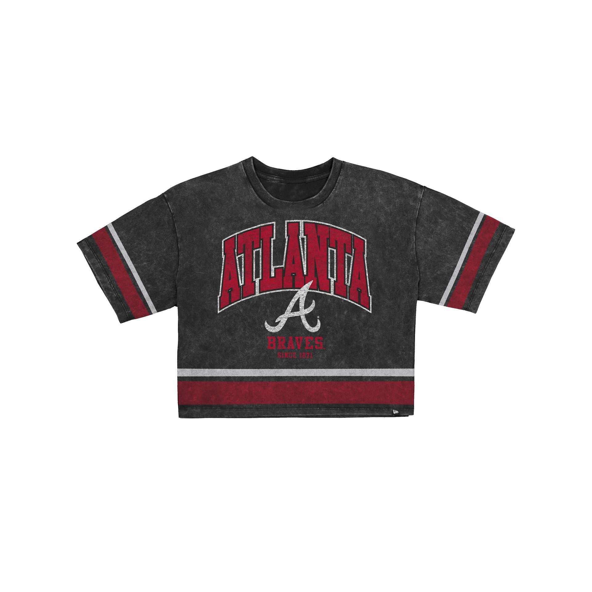 Atlanta Braves Women's Vintage Stripe Cropped T-Shirt