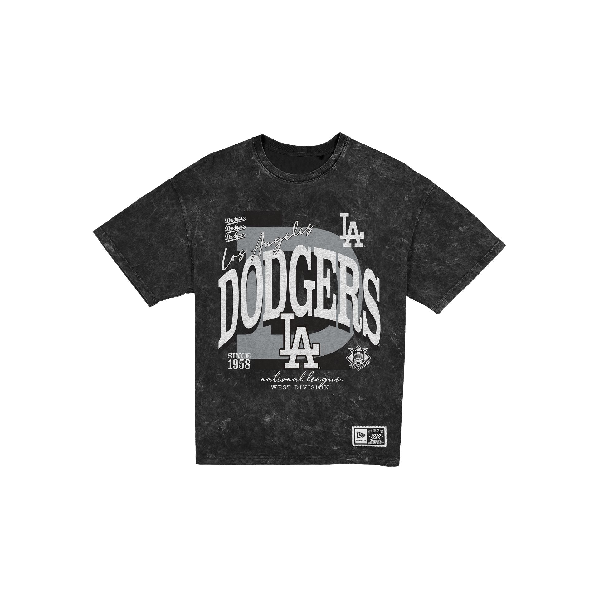 Los Angeles Dodgers Women's Throwback Oversized Black Washed T-Shirt