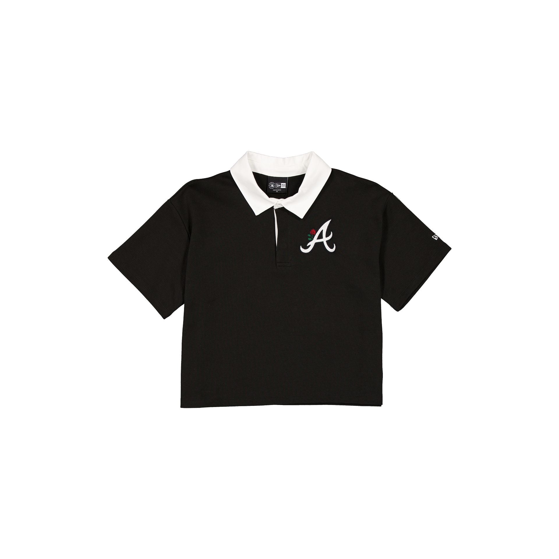 Atlanta Braves Women's Cropped Black Polo