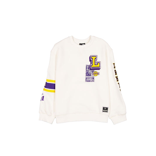Los Angeles Lakers Women's Chrome White Varsity Crewneck