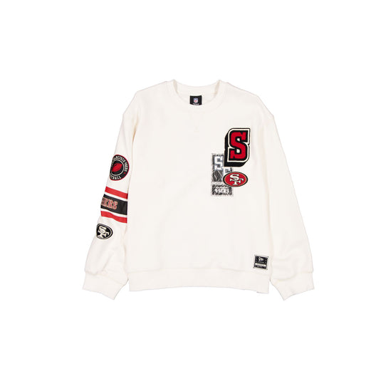 San Francisco 49ers Women's Chrome White Varsity Crewneck