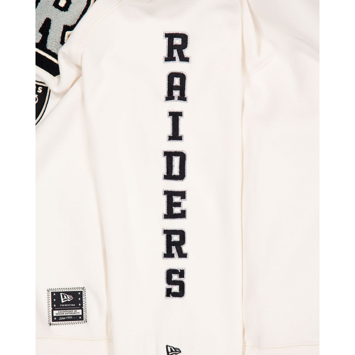 Las Vegas Raiders Women's Chrome White Varsity Crewneck