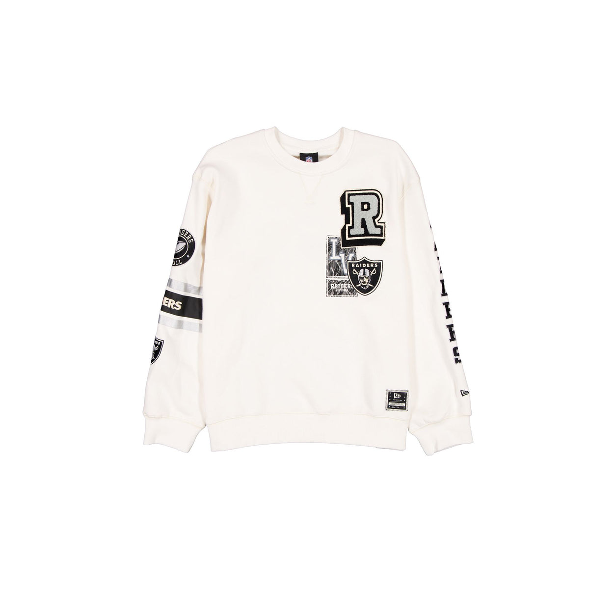 Las Vegas Raiders Women's Chrome White Varsity Crewneck