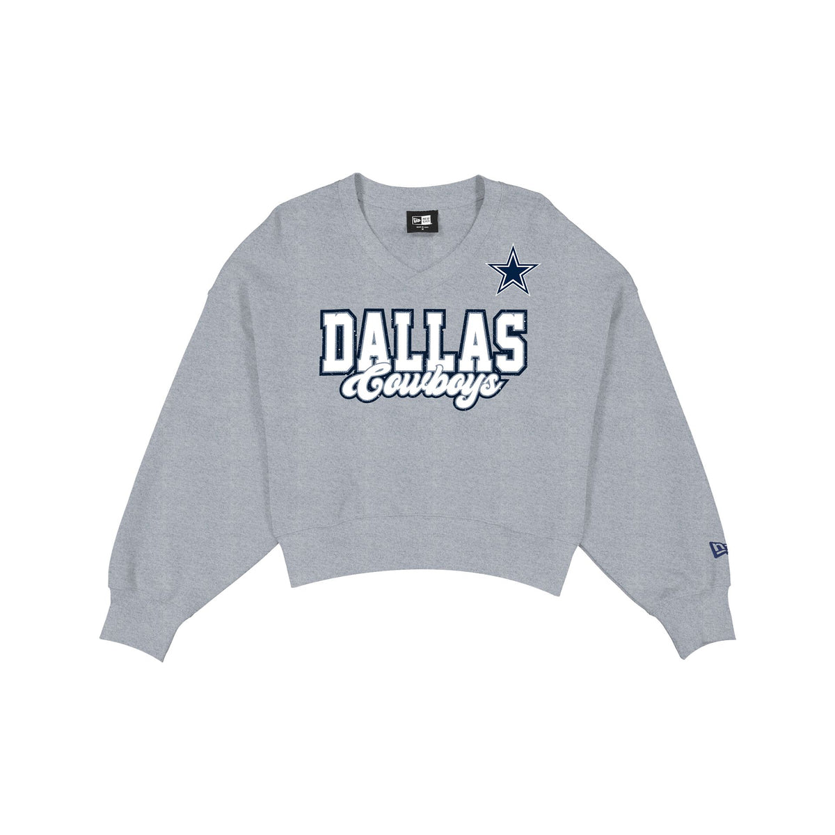 Dallas Cowboys Women's Heather Gray Glitter Crewneck