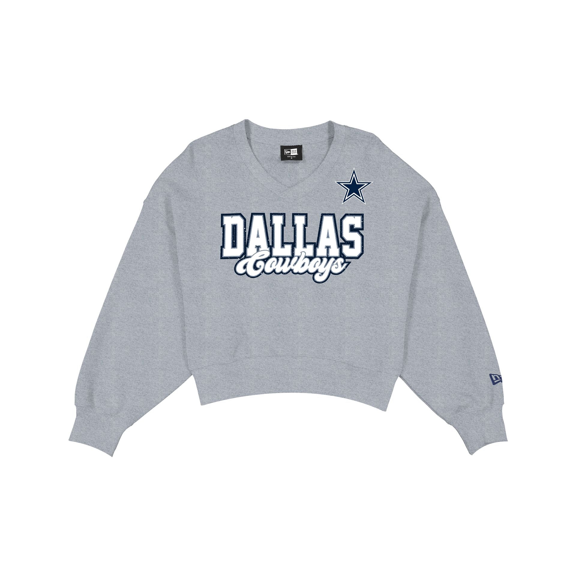 Dallas Cowboys Women's Heather Gray Glitter Crewneck