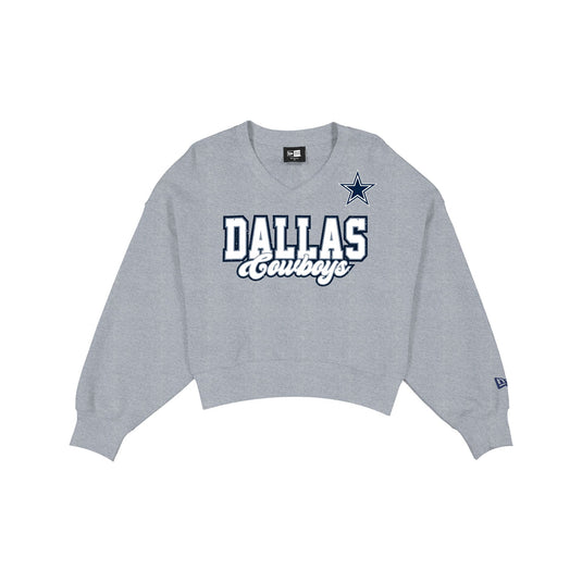 Dallas Cowboys Women's Heather Gray Glitter Crewneck