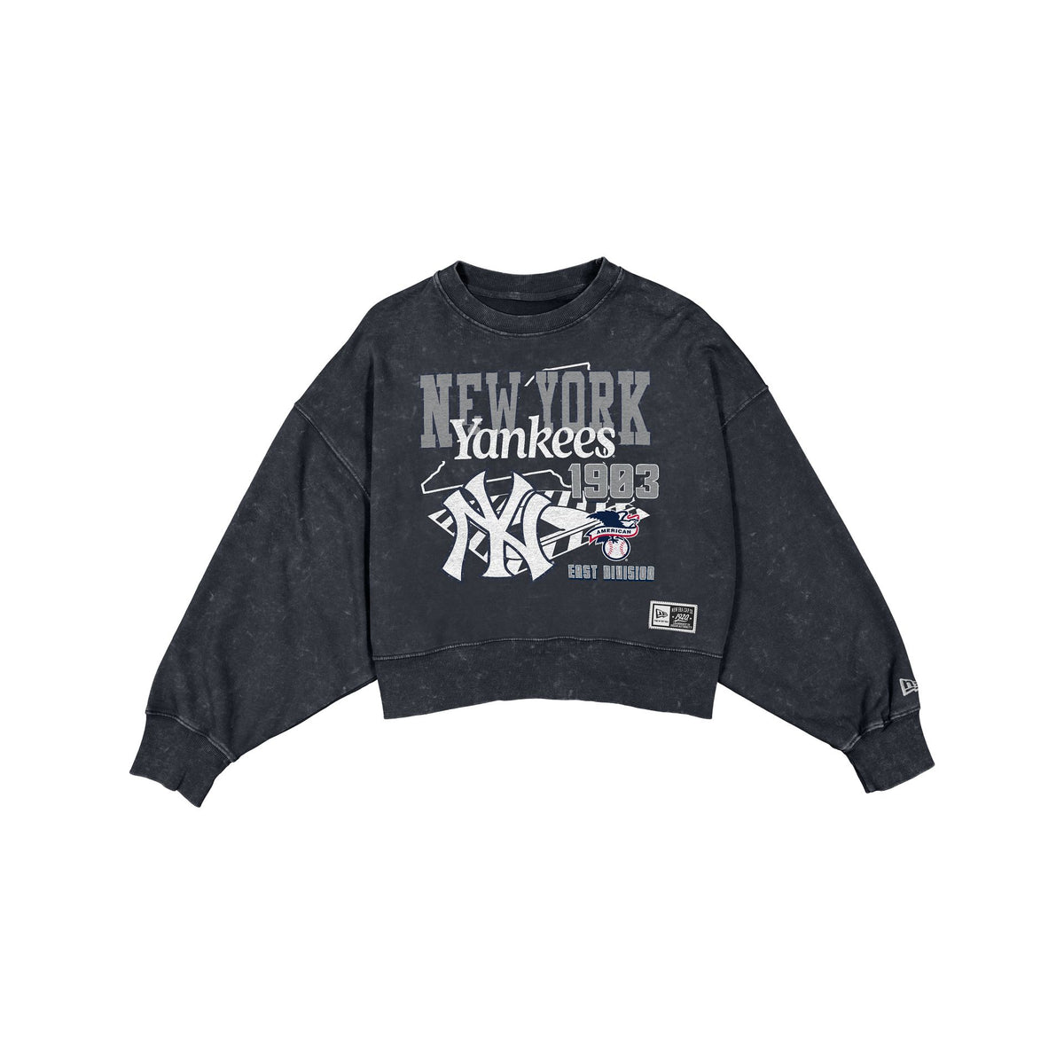 New York Yankees Women's Throwback Cropped Washed Crewneck