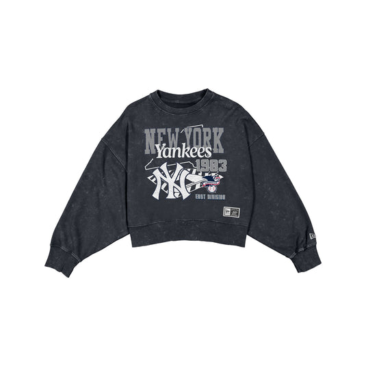 New York Yankees Women's Throwback Cropped Washed Crewneck