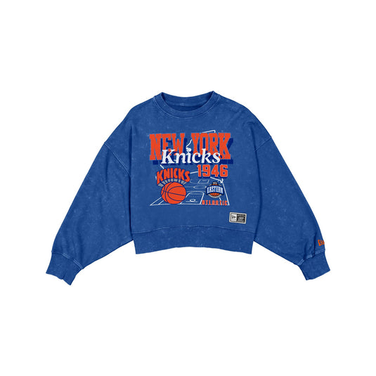 New York Knicks Women's Throwback Cropped Washed Crewneck