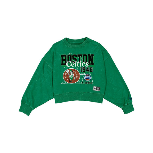 Boston Celtics Women's Throwback Cropped Washed Crewneck
