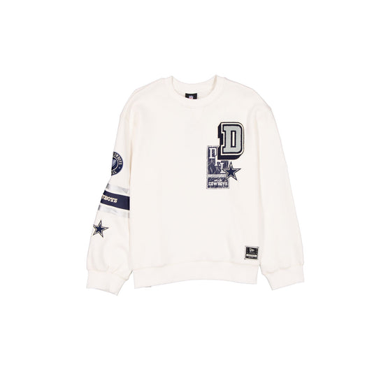Dallas Cowboys Women's Chrome White Varsity Crewneck