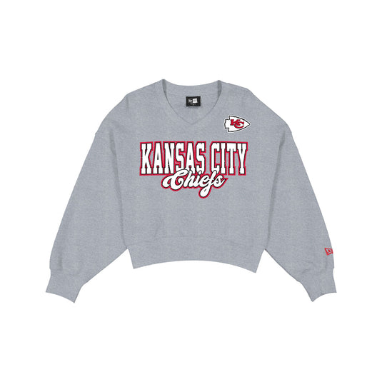 Kansas City Chiefs Women's Heather Gray Glitter Crewneck