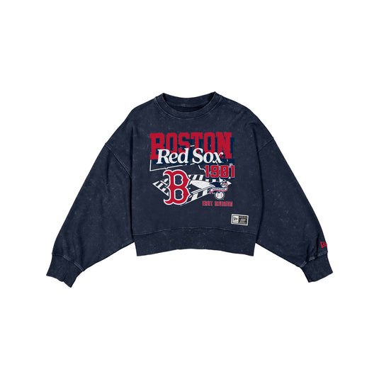 Boston Red Sox Women's Throwback Cropped Washed Crewneck