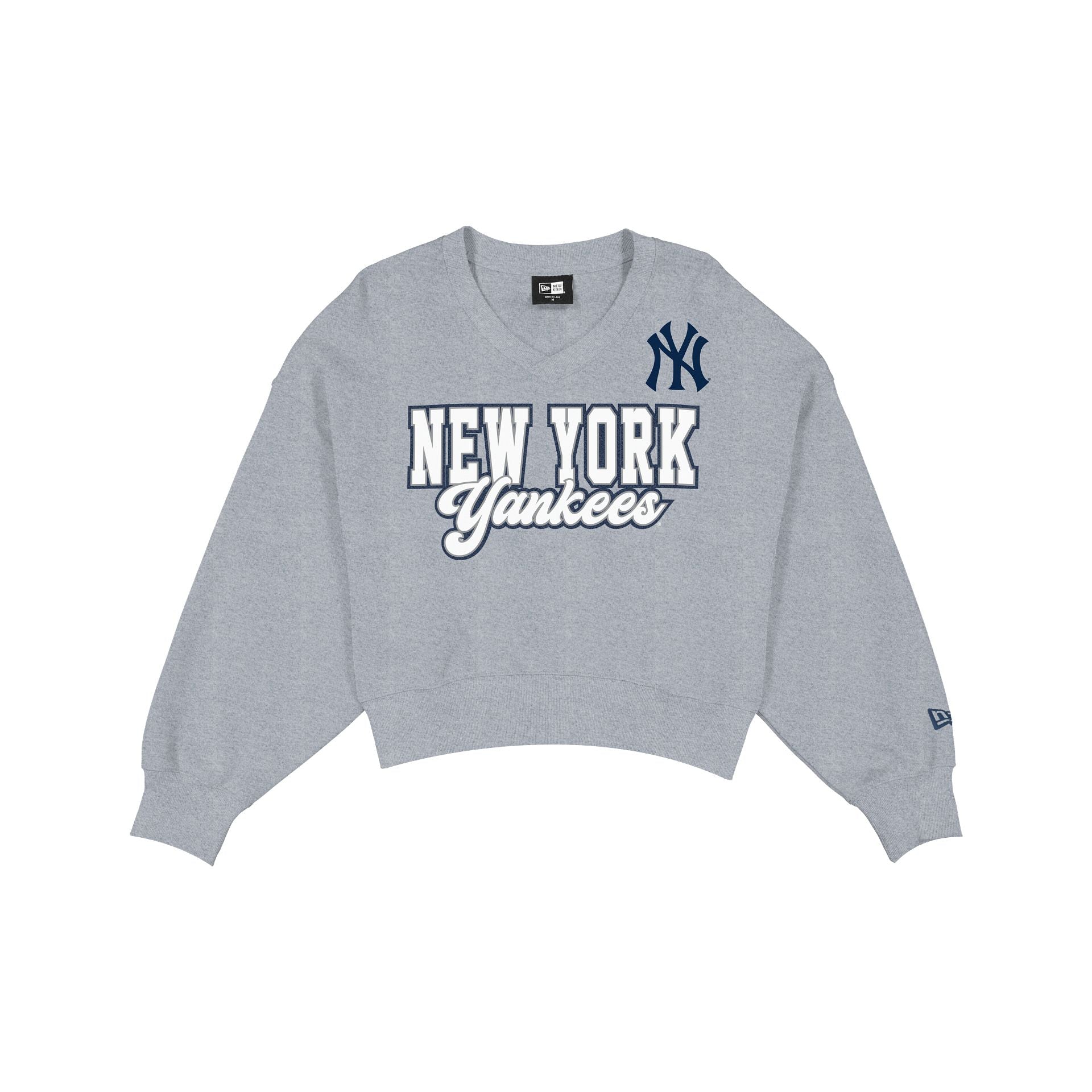 New York Yankees Women's Heather Gray Glitter Crewneck