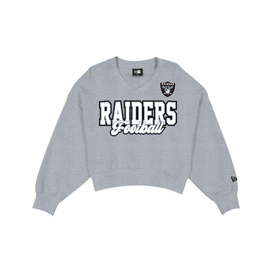 Las Vegas Raiders Women's Heather Gray Glitter Crewneck
