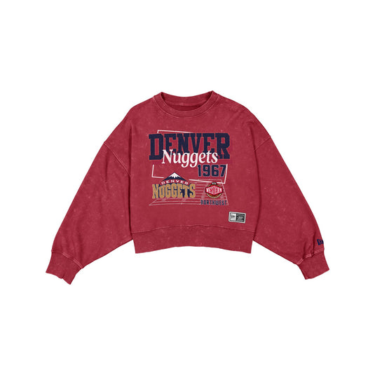 Denver Nuggets Women's Throwback Cropped Washed Crewneck