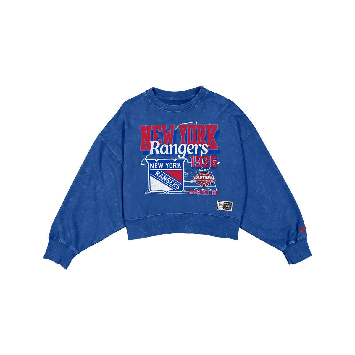 New York Rangers Women's Throwback Cropped Washed Crewneck
