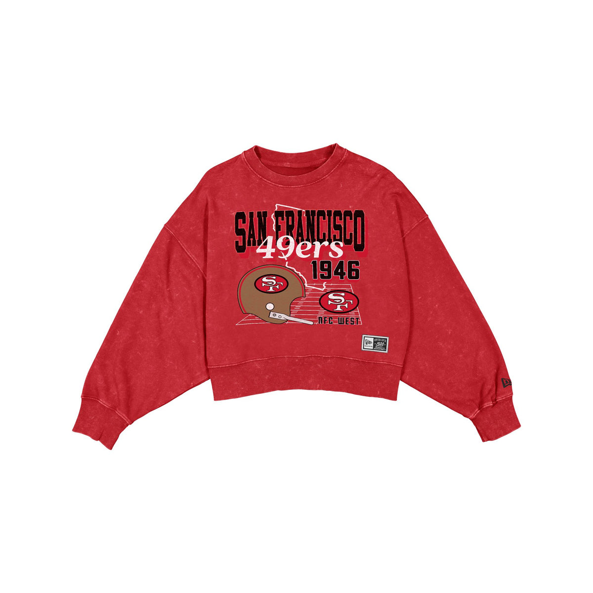 San Francisco 49ers Women's Throwback Cropped Washed Crewneck