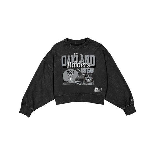 Las Vegas Raiders Women's Throwback Cropped Washed Crewneck