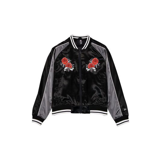 Las Vegas Raiders Women's Floral Satin Varsity Jacket