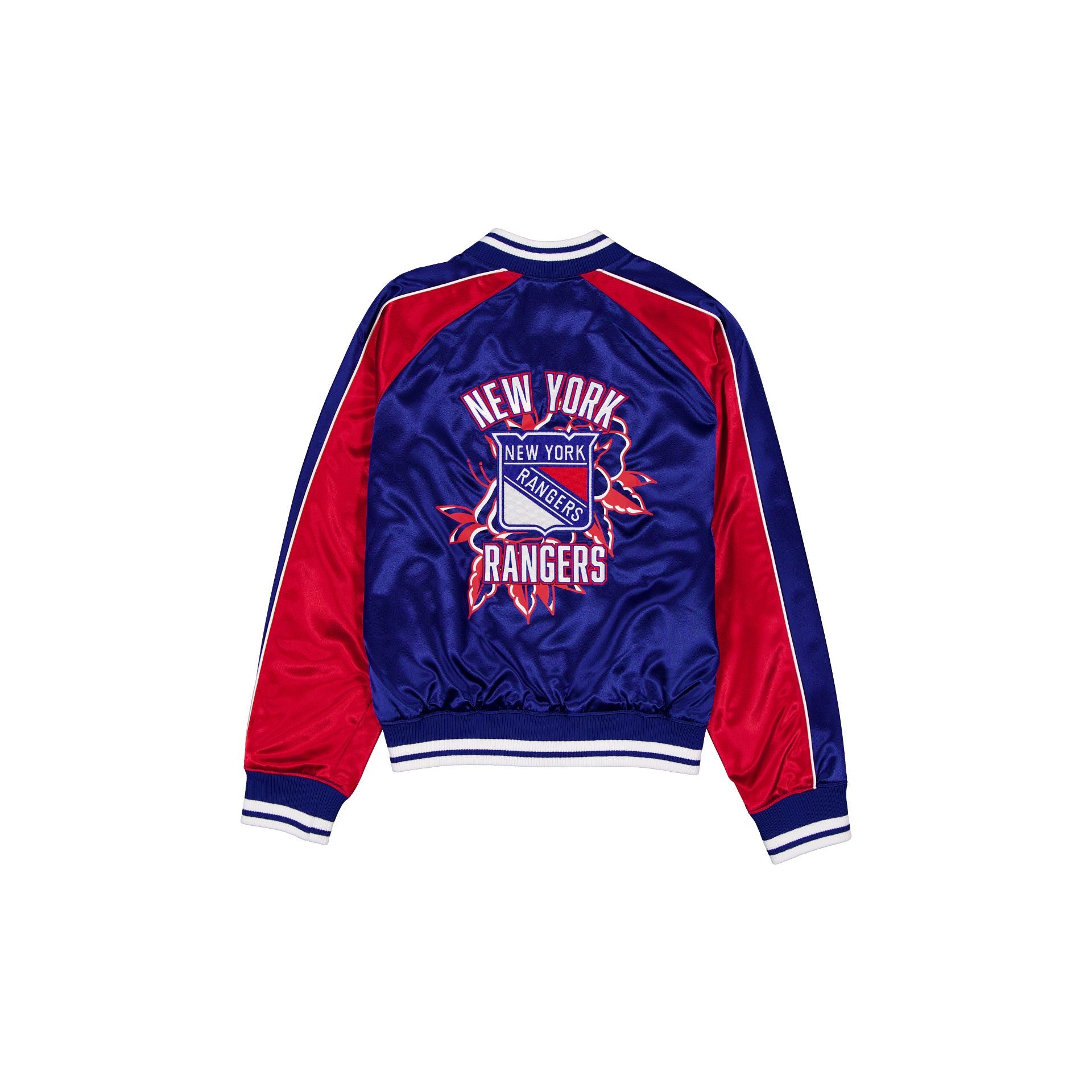 New York Rangers Women's Floral Satin Varsity Jacket