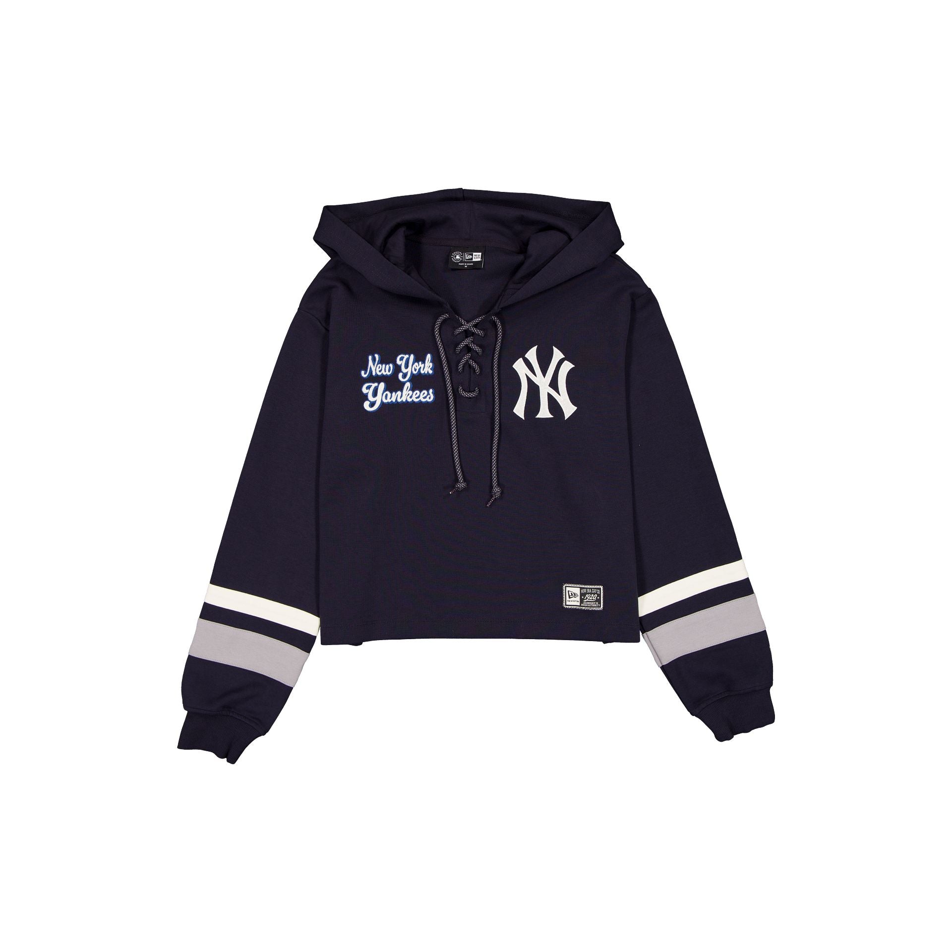 New York Yankees Women's Throwback Cropped Tie Hoodie