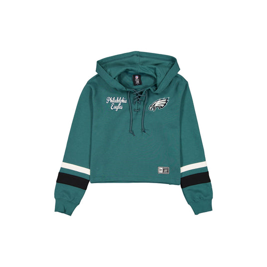 Philadelphia Eagles Women's Throwback Cropped Tie Hoodie