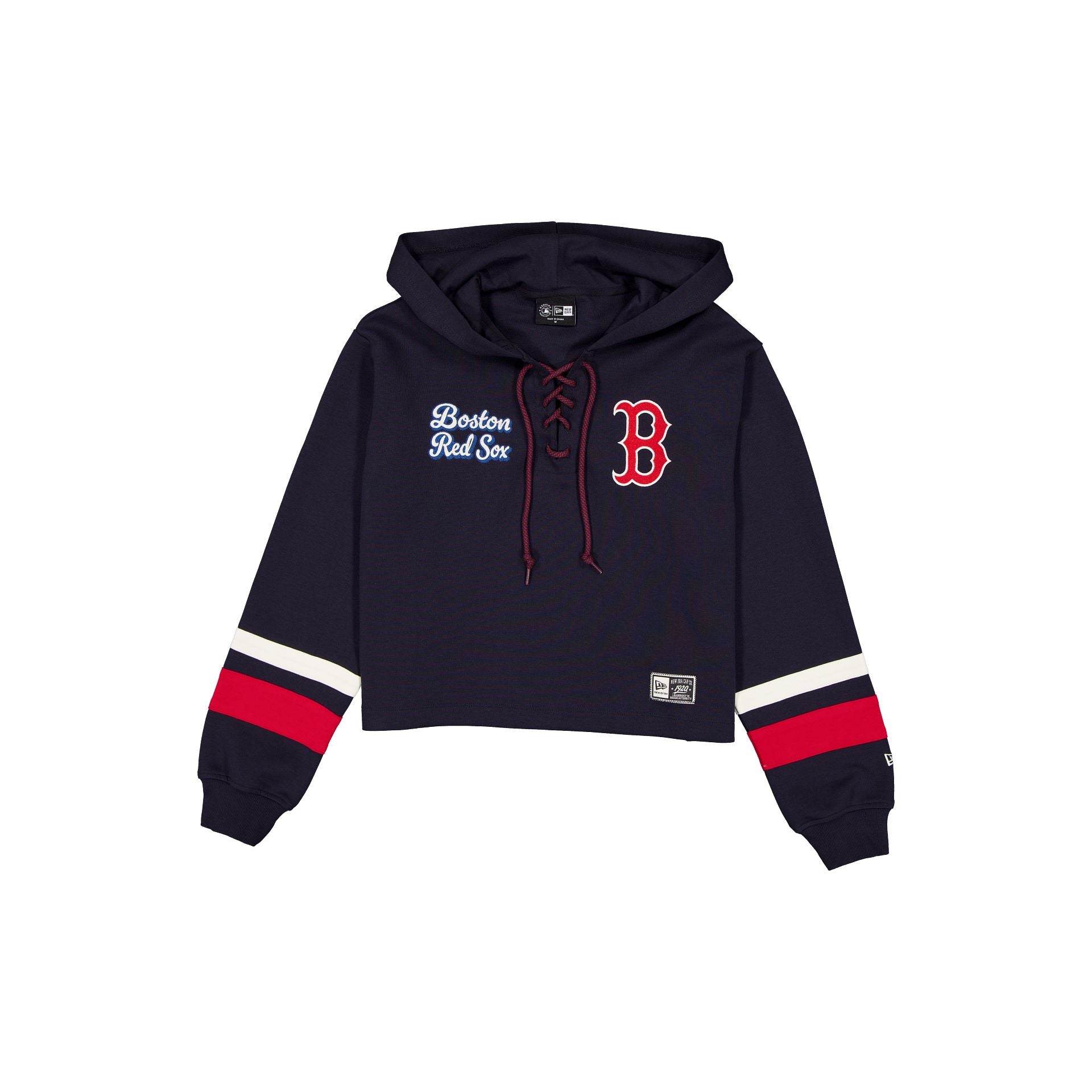 Boston Red Sox Women's Throwback Cropped Tie Hoodie
