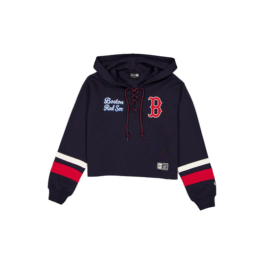 Boston Red Sox Women's Throwback Cropped Tie Hoodie