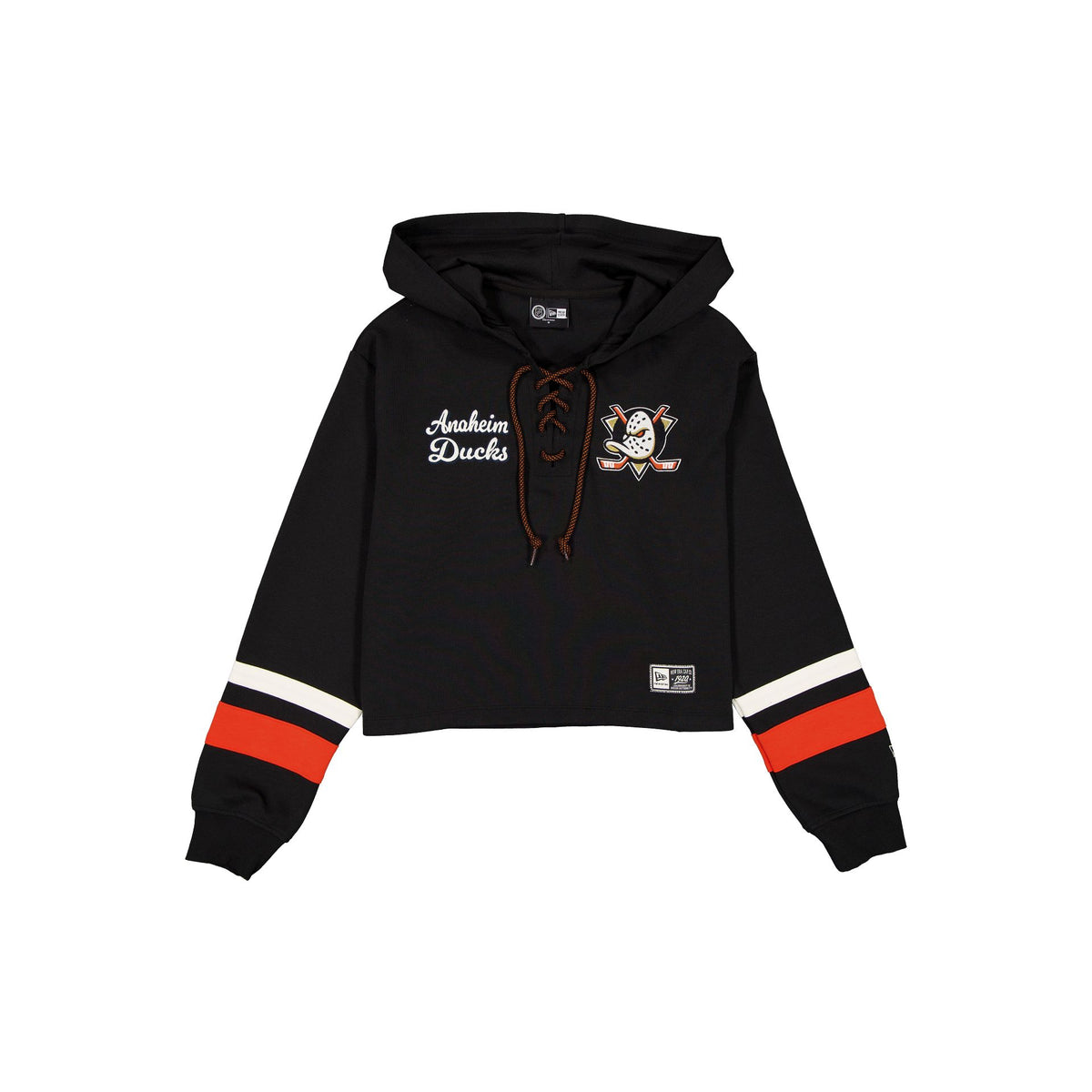 Anaheim Ducks Women's Throwback Cropped Tie Hoodie