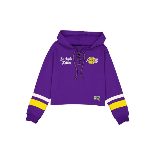 Los Angeles Lakers Women's Throwback Cropped Tie Hoodie