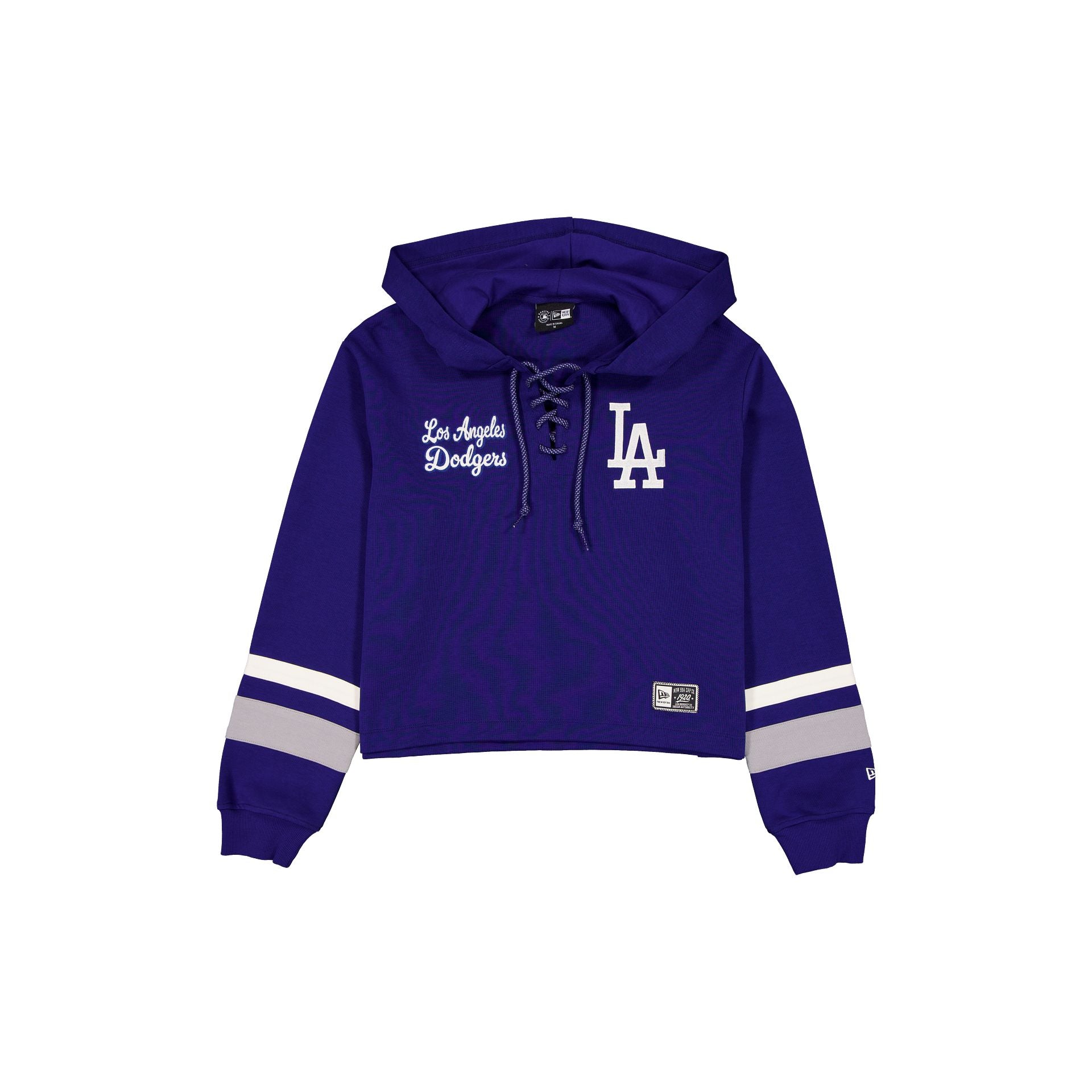 Los Angeles Dodgers Women's Throwback Cropped Tie Hoodie