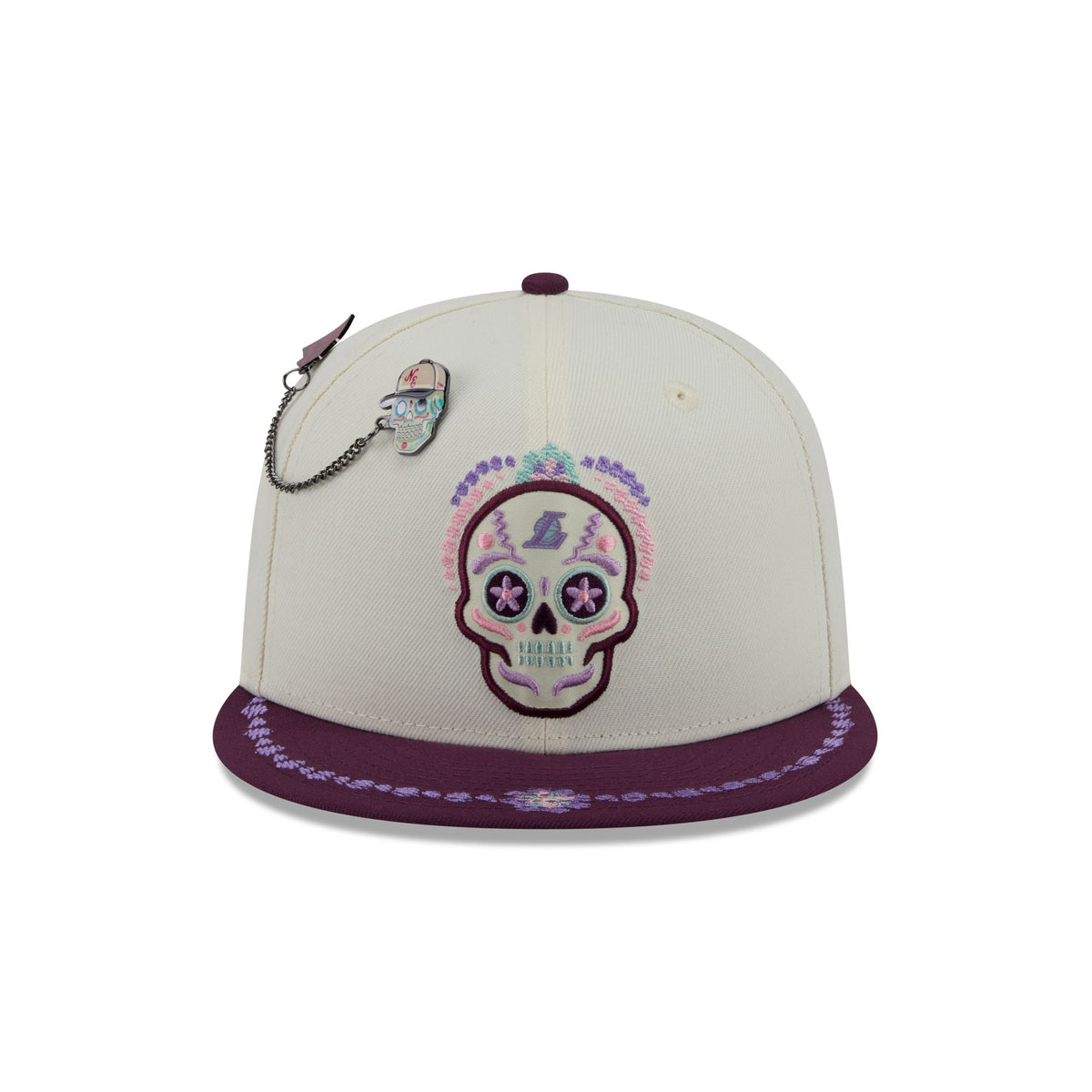 Los Angeles Lakers Day of the Dead Chrome White 59FIFTY Fitted Hat