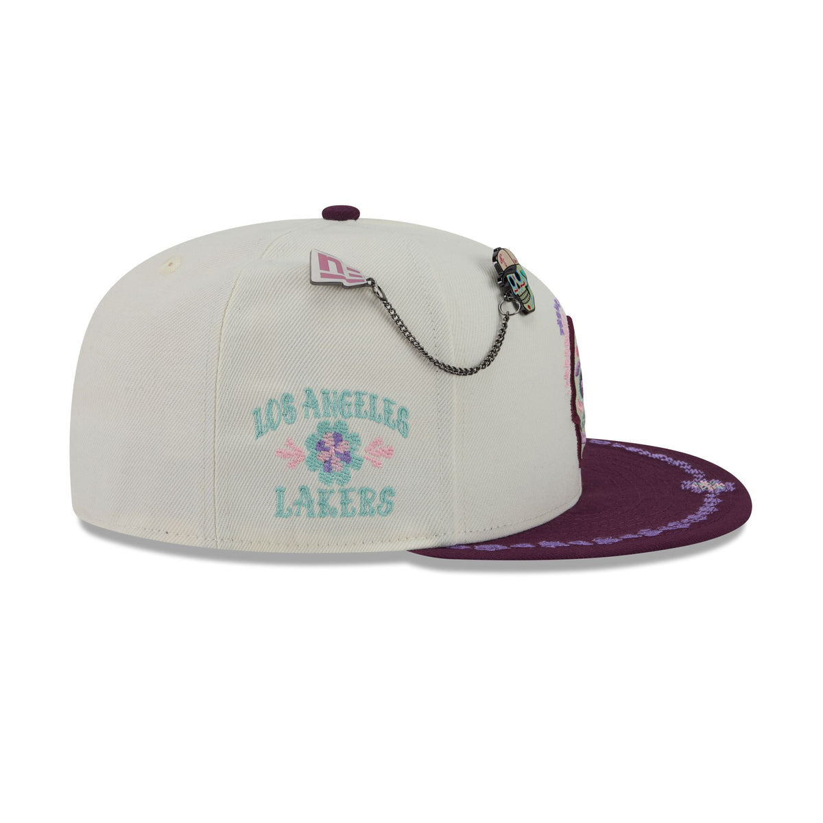 Los Angeles Lakers Day of the Dead Chrome White 59FIFTY Fitted Hat