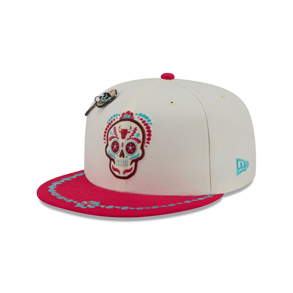 Chicago Bulls Day of the Dead Chrome White 59FIFTY Fitted Hat