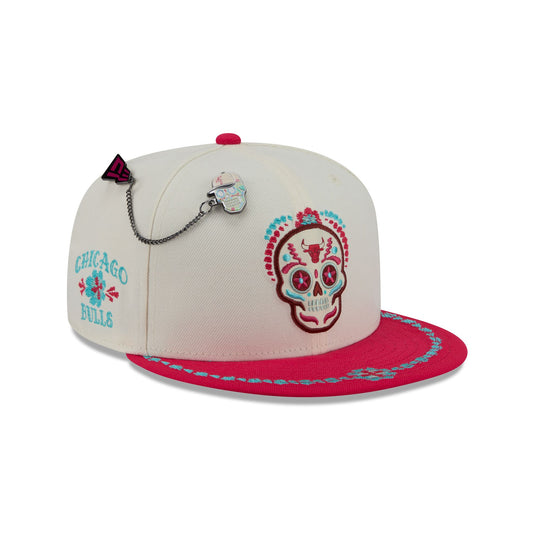 Chicago Bulls Day of the Dead Chrome White 59FIFTY Fitted Hat