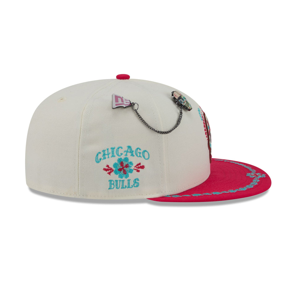 Chicago Bulls Day of the Dead Chrome White 59FIFTY Fitted Hat