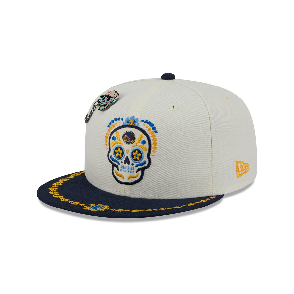 Golden State Warriors Day of the Dead Chrome White 59FIFTY Fitted Hat
