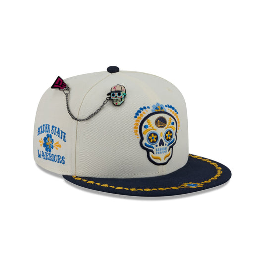 Golden State Warriors Day of the Dead Chrome White 59FIFTY Fitted Hat
